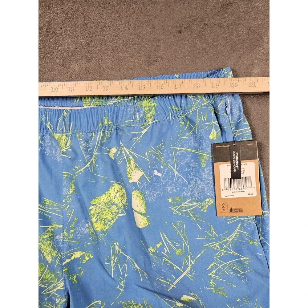 The North‎ Face Wander Short Men's 2XL Blue Green Print Elastic Waist Drawstring